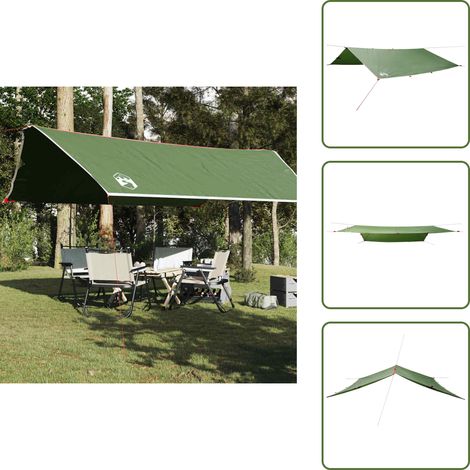 The Living Store Tarp Grün 500x294 cm Wasserdicht - Outdoorzelt - Campingzubehör - Wasserdichte Plane - Tarp Grün - Wanderzelt (1/5)