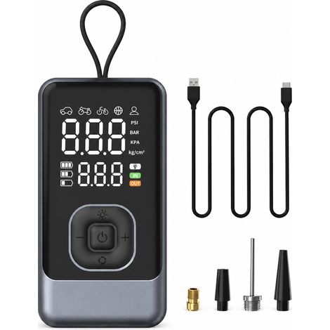 Gonfleur de pneus portable sans fil pour voiture batterie lithium avec power bank (1/5)