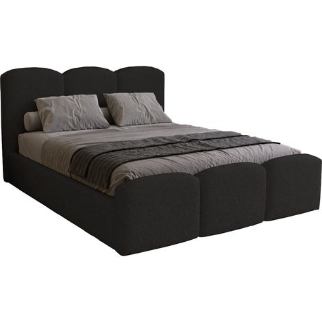 Lit double 180x200 Capri avec rangement - lit bouclé, coffre, sommier - Noir (Lambi 13) (1/5)