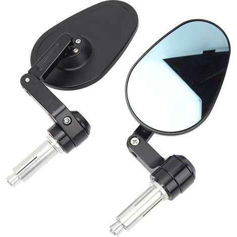 Rétroviseurs Moto Universels 2 Pièces Noir Verre Bleu Anti-Éblouissement Miroirs Guidon Latéral pour Motocycle Vélo (1/5)