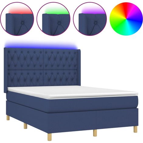 Maison Exclusive - Boxspringbett mit Matratze & LED Blau 140x200 (1/5)