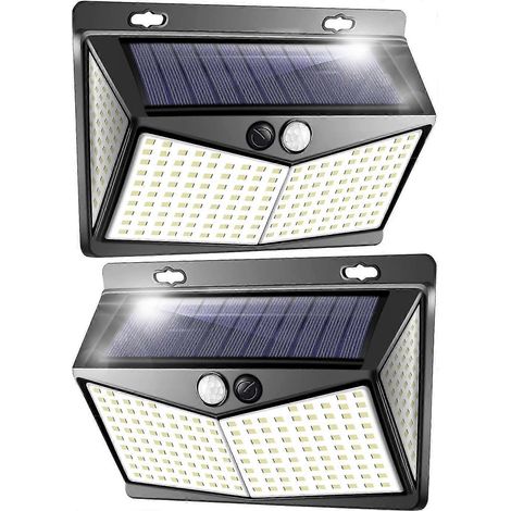 Lampes solaires d'extérieur avec détecteur de mouvement, 208 LED, angle d'éclairage de 270°, lampe solaire d'extérieur [2 pièces] (1/5)