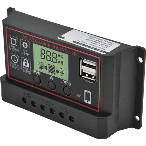 Intelligenter Laderegler, zwei USB-Anschlüsse, Solarpanel, PWM-Ladesteuerung, 12/24 V 30 A-Gerät (1/5)