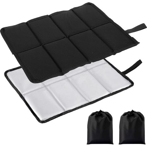 Set de 2 Coussins de Sol Extérieur Pliables avec 2 Poches de Rangement Tapis Siège Extérieur, Siège extérieur Isolant, Coussin Chaud Portable pour Camping, Pique-Nique, Jardin (Noir) (1/5)
