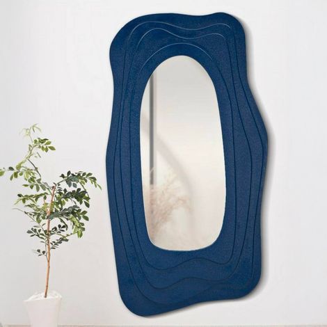Dmora - Espejito Pregola, Espejo, Objeto de decoración de pared, Decoración de espejo, 90x4 h165 cm, Azul (1/5)