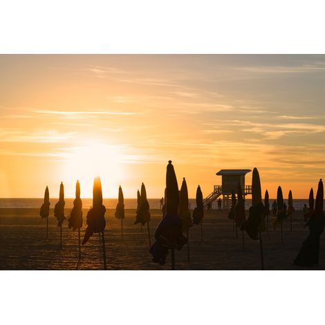 Tableau sur toile sunset plage de Normandie 65x97 cm - Impression sur Toile Murale Décorative - Image imprimée en HD sur Toile - Toile sur Châssis en Bois FSC - Fabriqué en France (1/4)