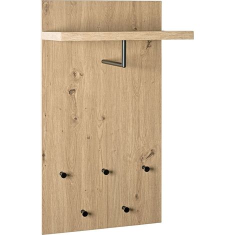 Porte-Manteau Mural "Fama" 90cm Chêne & Noir