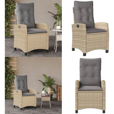 Gartensessel mit Kissen Verstellbar Beigemischung Poly Rattan - Gartensessel - Sitzkissen (1/5)