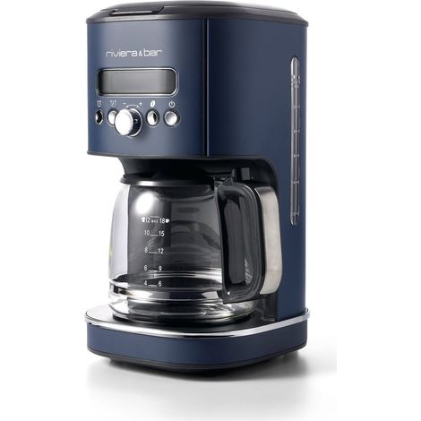 Cafetière filtre programmable inox 1,8L – Sélecteur d'arômes – Aspersion multi-sorties – Timer et maintien au chaud 30 min – Riviera & Bar