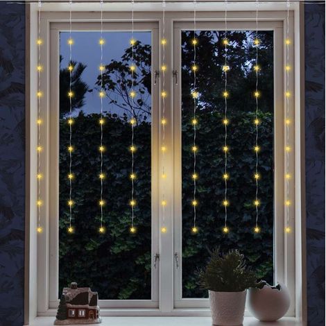 Lumineo Tenda Luminosa 72 LED Bianco Caldo con Timer - 120x120 cm