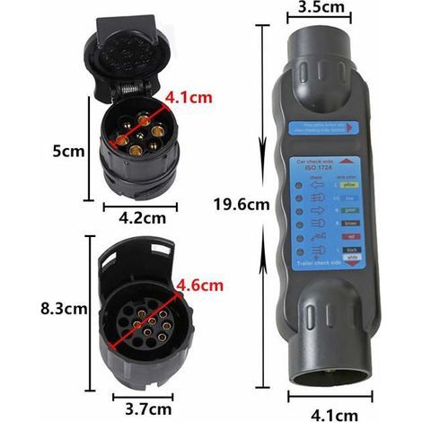 Testeur Prise Remorque Feux Circuit De Câblage Outils Diagnostic (Testeur Remorque 7 Broches + 2 x Convertisseur 7 13) (1/4)
