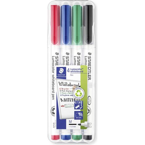 Staedtler Lumocolor whiteboard pen 301 301 WP4 Marcatore per lavagna bianca Nero, Rosso, Blu, Verde 4 pz. (1/5)