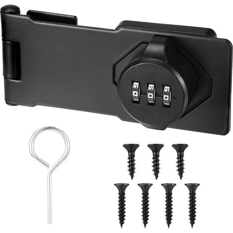 Serrure de placard à 3 chiffres - Cadenas de sécurité verrouillable - 4,5 pouces - Verrou de porte pour portail, armoire, porte de grange, extérieur, garage, jardin, 1 pièce (1/5)