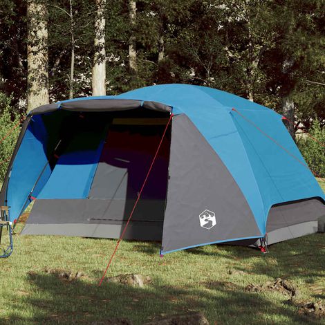 vidaXL Tienda campaña familiar con porche 6 personas impermeable azul (1/5)