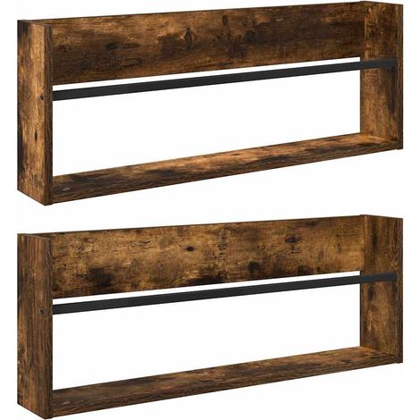 Maison Exclusive - Scaffale per riviste 2 pcs Rovere fumé 80 x 12 x 30 cm
