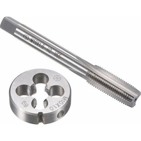 SHINING HOUSE Gewindeschneider-Set, metrisches M10 x 1 mm Gewindebohrer- und Schneideisen-Set, HSS-Maschinengewinde-Gewindebohrer mit runder Gewindeschneide aus legiertem Werkzeugstahl
