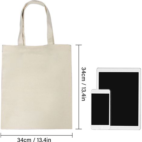Sac à main en toile de grande capacité, 10 pièces, couleur unie, pliable, réutilisable, léger, fourre-tout en tissu de Shopping (1/5)