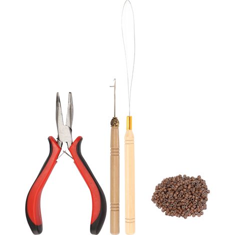 Kit extension capillaire 5200 bagues silicone, crochet à tirer portable, outil de coiffure complet pour pose et retrait rapide. (1/5)