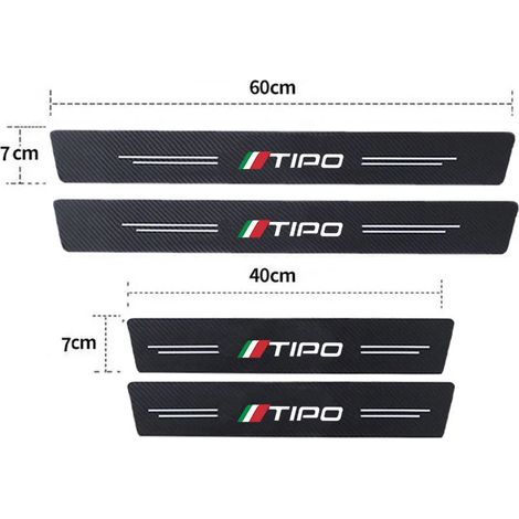 (4 pièces) Protections de seuil de porte arrière pour Fiat Tipo,emblème en fibre de carbone,film protecteur (1/3)
