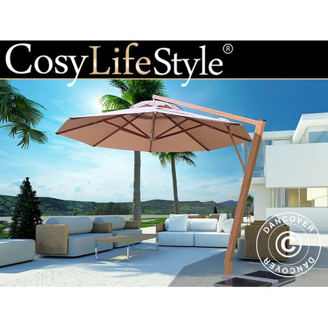 Cantilever parasol Bahamas, Ø4 m, Sand - Dancover
