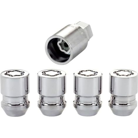 M12x1,50 Diebstahlsicherungsmuttern - Konisch - Länge 32,5 mm (19 mm Kopf) aus legiertem Stahl, silbergrau 00276-00900 (1/4)