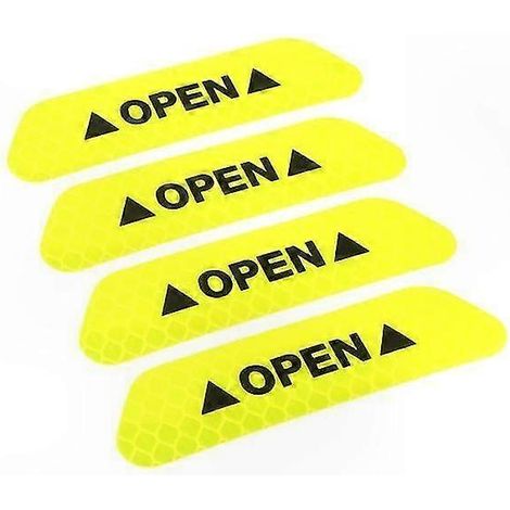 Lot de 4 autocollants réfléchissants jaunes pour portières de voiture, destinés à la signalisation de sécurité. (1/5)