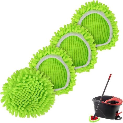 Tête de rechange pour balai rotatif Ocedar EasyWring : système à 1 réservoir, recharges de tête de balai en microfibre pour O Cedar, tête de balai pivotante triangulaire en chenille réutilisable (lot (1/4)
