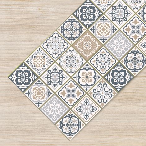 Tappeto passatoia fantasia made in Italy in 3 colori fantasia Piastrelle 50x250cm - Beige (1/4)