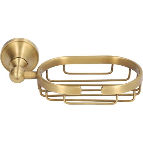Portasapone da parete in acciaio inox color oro, stile vintage, utilizzabile anche come porta spugna, adatto per casa, bagno e cucina. (1/5)