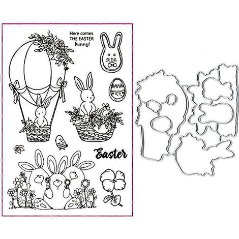 Tampons transparents et matrices de découpe Lapin de Pâques pour la création de cartes et la décoration d'albums photo (1/4)