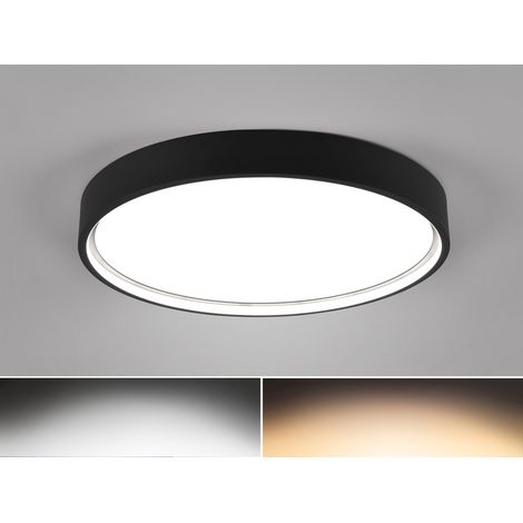 Flache LED Deckenleuchte DOHA mit 2 Lichtfarben in Schwarz, Ø 45cm (1/5)