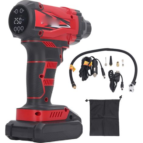 Gonfleur de pneus sans fil avec écran numérique, pompe à air portative sur batterie pour voiture, bouées de piscine et ballon de basket, 12V (1/5)