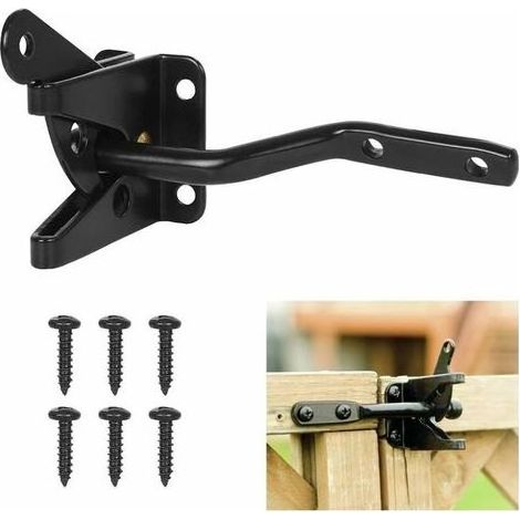 Verrou de Portail Verrouillage automatique-Serrure Métal à Boulon-Loquet Acier à Gravité Clôture Jardin-Noir-Vis de Fixation Fournis (1/5)