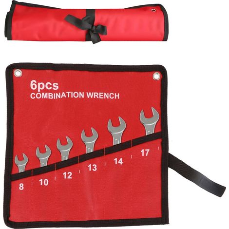 Trousse Outils Enroulable, 6 Poches Toile Rouge 27.3x27cm (10.75x10.63 pouces), Organisateur Rangement Clés Tournevis Électricien Bricolage Accessoire Atelier (1/5)