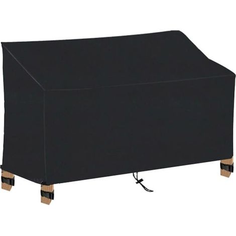Housse Banc Jardin 2 Places Noir 134x66x89cm, Oxford 210D Imperméable Anti-UV Coupe-Vent Aucunely (1/5)