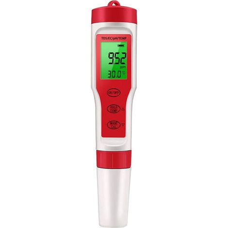 Lecteur de pH pour l'eau, testeur de pH de l'eau Haute précision 4 en 1 pH numérique,Outil d'essai EC TDS, détecteur de compteur de température pour l'eau à domicile, hydroponie, aquariums, piscines (1/5)