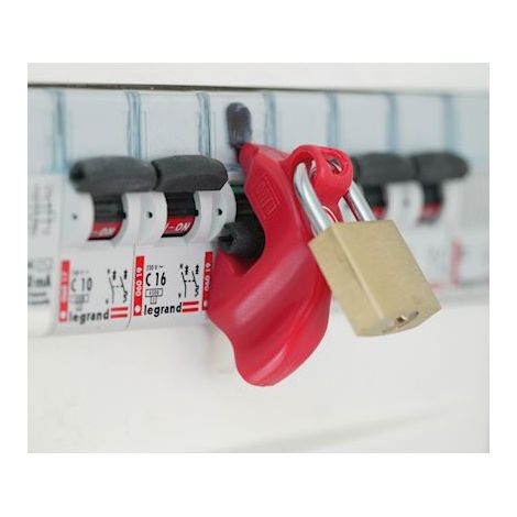 Jeu de 5 condamnateurs pour disjoncteurs – Interrupteur modulaire – Tension 230V – Intensité 16A – Fixation rapide avec tournevis – Catu