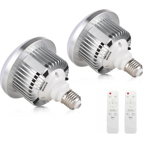 Paquete de 2 bombillas LED de 85 W, 3200 K - 5500 K, brillo regulable, base E27, con mando a distancia (blanco cálido a frío).