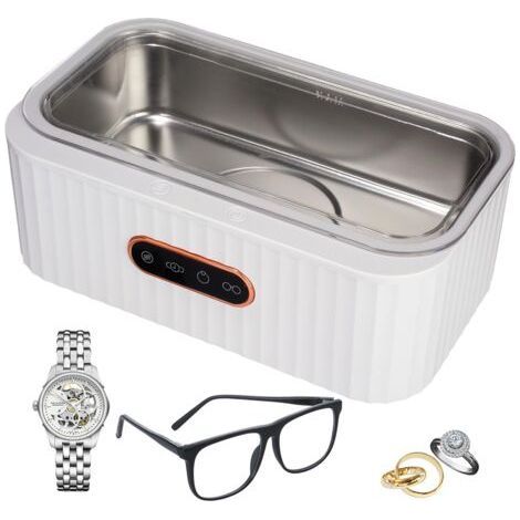 Nettoyeur à ultrasons 400 ml – Nettoyeur de lunettes et de bijoux 45 kHz avec 4 modes, cuve en acier inoxydable, silencieux, portable – Nettoyage professionnel pour montres, bagues (1/5)
