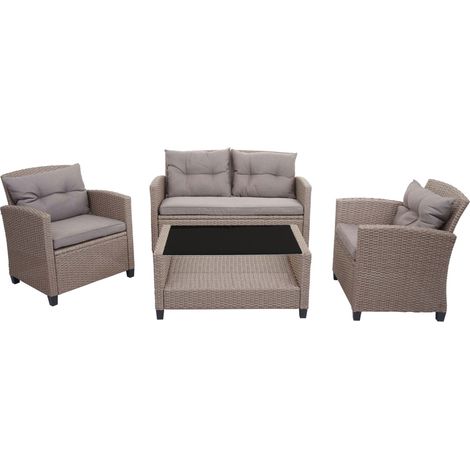 Set salotto giardino esterno salottino elegante HHG-089 XXL con cuscini grigio
