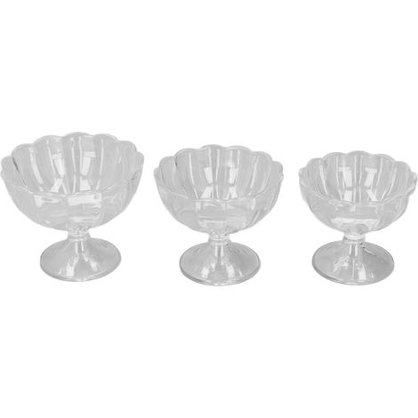 Ensemble de 3 jolis bols à dessert tulipe sur pied, de tailles différentes (grand, moyen et petit), parfaits pour les desserts, les coupes glacées, les salades de fruits, les en-cas et les cocktails. 