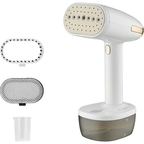 Défroisseur vapeur portable 1800 W avec arrêt automatique, chauffe rapide en 30 secondes, vapeur réglable et réservoir d'eau amovible de 350 ml. Idéal pour la maison, le bureau et les voyages. (1/4)