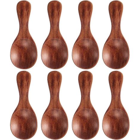 Set mit 8 kleinen Holzlöffeln, handgefertigte Miniatur-Holzlöffel für den Tisch