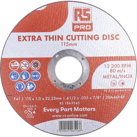 Disque abrasif RS PRO, P80, Ø 115mm, par 5 ( Prix pour Paquet de 5 ) (1/3)