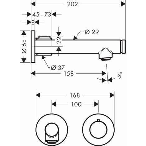 Select lavabo empotrado de pared con desagüe libre en latón pulido (1/2)