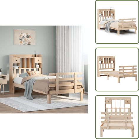 Letto con materasso - vidaXL Letto Libreria senza Materasso 100x200 cm in Legno di Pino - Letto con cassetti