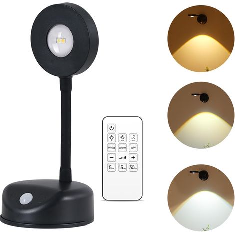 [NEUWERTIG]  Kabellose Wandlampe mit Fernbedienung, Kabellose Wandleuchte mit 3 Beleuchtungsmodi, USB wiederaufladbare Bilderleuchte, LED-Bilderleuchte für Schrank, Bild, Spiegel, Kabinett, Schwarz