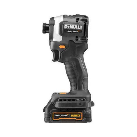 Llave de impacto a baterÍa dewalt dcf85me2gt, 18 voltios, 1/4, en diseÑo mclaren gris/negro, 2 baterÍas powerstack li-ion de 1, (1/4)