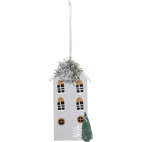 Weihnachtssubjekt Haus Metall Grau 13,5 cm - Feeric lights & christmas