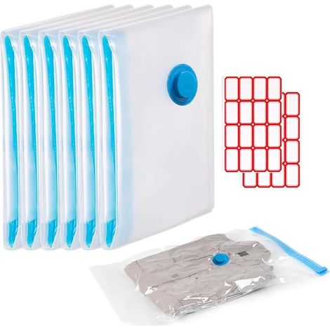 6 Pièces Sacs de Rangement Sous Vide, pour Vêtements et Valise, Sac Sous Vide, Petites Étiquettes Autocollantes (30 x 40 cm) (Pompe Non Incluse) (1/5)